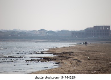 Sea, Beach And City In Sumgait, Azerbaijan