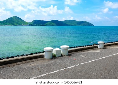Sea blurred background. Sea view from tropical beach with sunny sky. Summer paradise beach of Thailand. Tropical shore. Tropical sea in Thailand. Exotic summer beach with clouds on horizon. Ocean beac - Shutterstock ID 1453066421