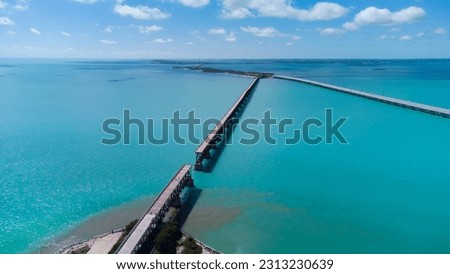 sea bridge, Keywest, Droneview, unfinished Bridge, blue sea, sky, ocean, green sea, florida, road on sea