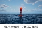 Sea buoy swings on the waves