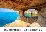 Sea cave near Cape Greko(Capo Greco) of Ayia Napa and Protaras on Cyprus island, Mediterranean Sea.