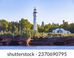 The sea caves of The Apostle Islands is home to this pretty lighthouse in Bayfield Wisconsin.