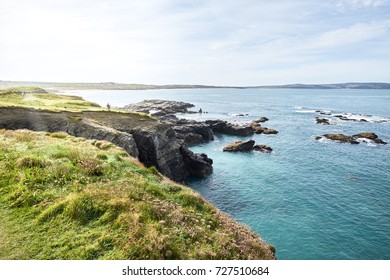 Sea Cliff And Beach, Sunny Day / Cornwall, Godrevy