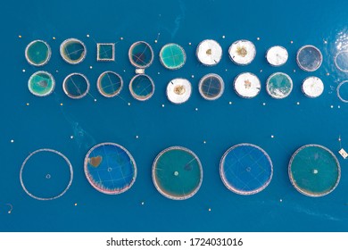 Sea Fish Farm. Aerial View Of Fish Farm Greece, View From Above