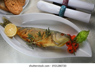 Sea Fish Seabus Fried On The Frying Pan 