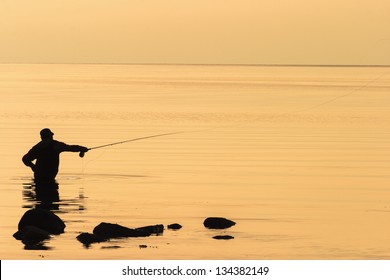 Sea Flyfishing In The Sunset