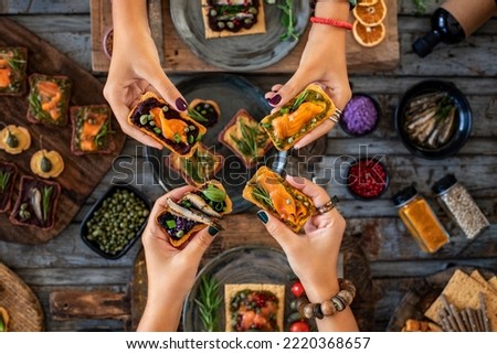 Similar – Image, Stock Photo Preparing meat skewers for grilling