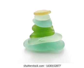 Sea Glass Stacker Isolated On A White Background 