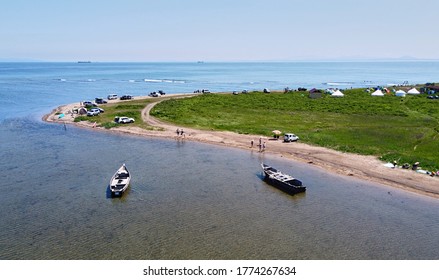 Sea Holiday At Akhlestysheva Cape At Sea Of Japan (East Sea). Vladivostok, Russkiy Island, Akhlestysheva Bay. 