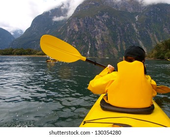 Sea Kayak In Milford Sound, New Zealand