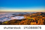 sea and mist of fog at zurich oberland picture taken from Bachtel Tower