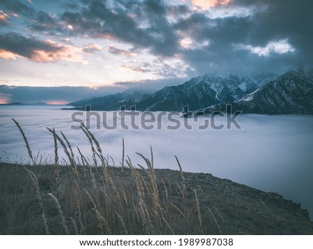 Sea of ​​clouds in the morning in the mountains