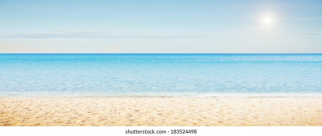 Sea morning panorama. Tropical horizontal composition
