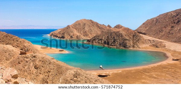 Sea & mountain View of the Fjord Bay in Taba,\
Egypt / The amazing view of the Sea & mountain of the Fjord\
Bay in Taba, Egypt