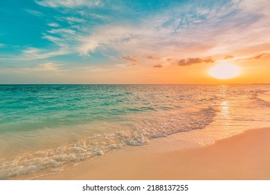 Sea ocean beach sunset sunrise landscape outdoor. Water wave with white foam. Beautiful sunset colorful sky with clouds. Natural island, sun rays seascape, dream nature. Inspirational shore, coast - Powered by Shutterstock