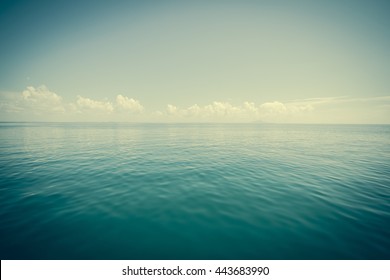 Sea Ocean And Blue Sky Background Retro Vintage Tone