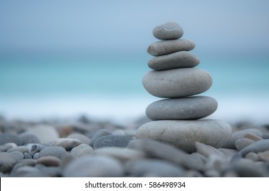 Sea pebbles tower closeup