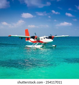 Sea Plane  Of Tropical  Maldives  Romantic  Atoll Island Paradise Luxury  Resort About Coral Reef