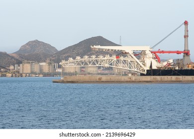 Sea Port and Gas Terminal with Pipe Layer Ship