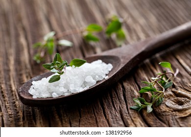 Sea Salt On Spoon And Thyme