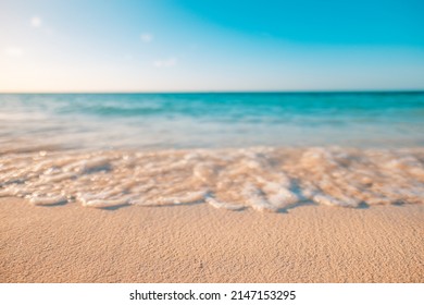 Sea sand sky beach closeup. Panoramic landscape. Inspire tropical beach coast seascape horizon. Horizon waves surf shore calmness tranquil relaxing sunlight summer mood. Vacation travel holiday banner - Shutterstock ID 2147153295