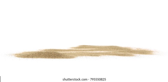Sea shells in sand pile isolated on white background - Shutterstock ID 795550825