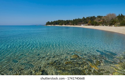 The sea shore near Neas Marmaras, Greece, Halkidiki, in winter season
