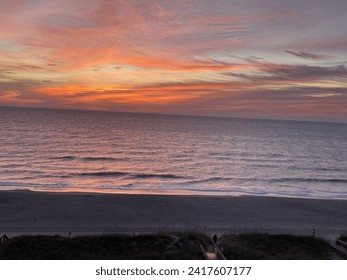 Sea shoreline beach sunrise Atlantic ocean sky horizon vacation twilight scenery cloud sun beautiful sight colors resort happy feeling landscape seashore sand Carolina  