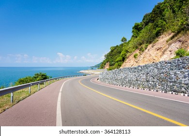 Sea Side Street Near The Mountain With Blue Sky In Clear Day