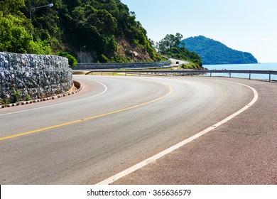 Sea Side Street Near The Mountain With Blue Sky In Clear Day