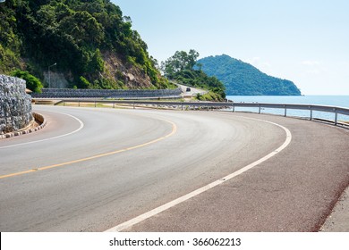 Sea Side Street Near The Mountain With Blue Sky In Clear Day