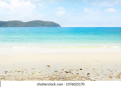 Sea and sky background. Sea view from tropical beach with sunny sky. Summer paradise beach of Thailand. Tropical shore. Tropical sea in Thailand. Exotic summer beach with clouds on horizon. Ocean beac - Shutterstock ID 1376025170