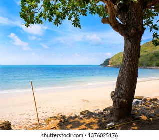 Sea and sky background. Sea view from tropical beach with sunny sky. Summer paradise beach of Thailand. Tropical shore. Tropical sea in Thailand. Exotic summer beach with clouds on horizon. Ocean beac - Shutterstock ID 1376025176
