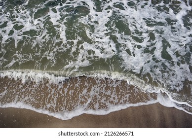 Sea Stormy Waves With Foam In A Storm Top View