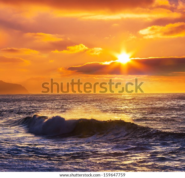 Sea Sunset Stock Photo 159647759 Shutterstock