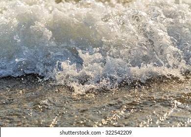 Sea Surf At High Tide. Summer Holidays. Travel Concept To The Sea.