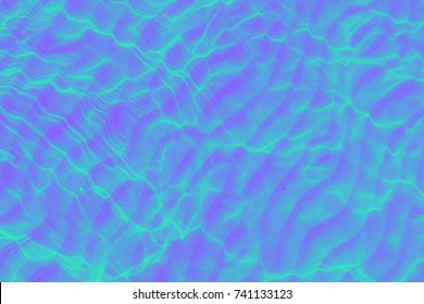 Sea Surface, Bright Summer Background, Duotone Effect, 90's Style