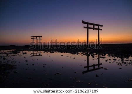 Sea torii gate and dawn