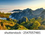 Sea of ​​clouds under the sunset, at Huangshan Mountain.