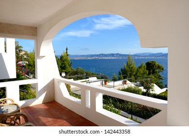 Sea View From Apartment In The Luxury Hotel, Peloponnes, Greece