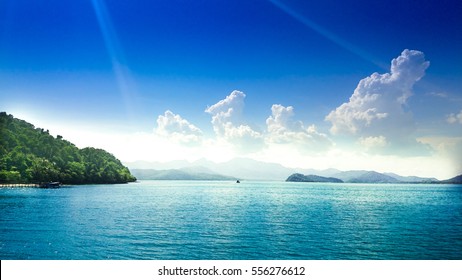 Sea View With Clouds On Horizon. Travel Tropical Island Resort At Ko Chang Island,Thailand.