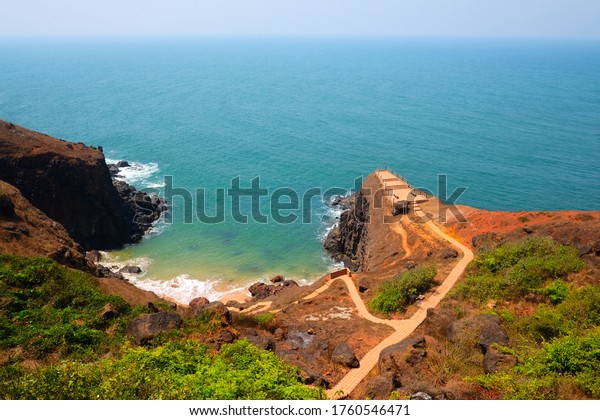 sea view point over Arabian sea with turquoise blue\
green sea water