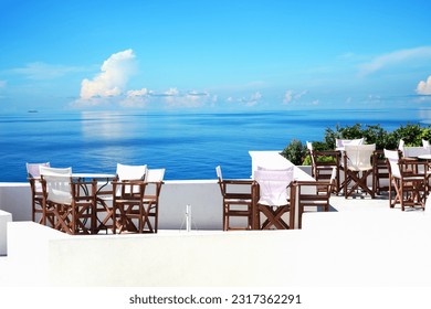 Sea view restaurant , eating out concept