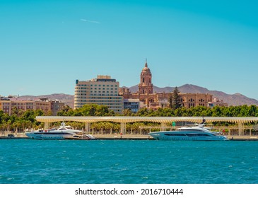 Sea View And Seafront Promenade Port Of Malaga In Summer