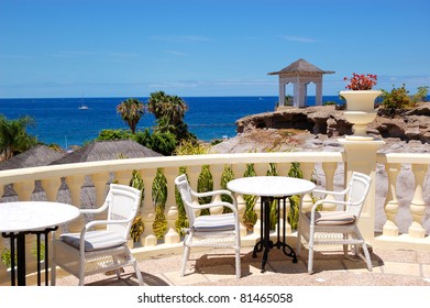 Sea View Terrace Of The Luxury Hotel's Restaurant, Tenerife Island, Spain