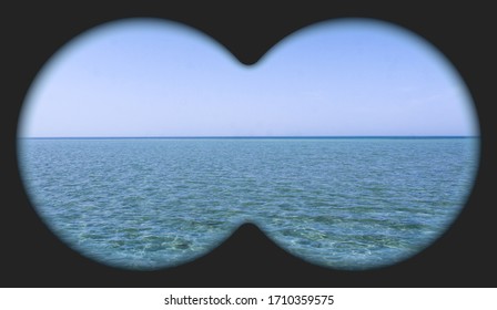 Sea view through binoculars. Seascape view via the field-glass.  - Shutterstock ID 1710359575