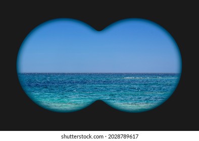 Sea view through binoculars. Seascape view via the field-glass.  - Shutterstock ID 2028789617