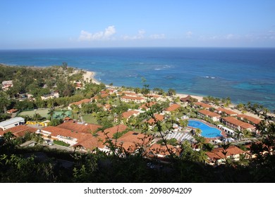 Sea view through hotel complex