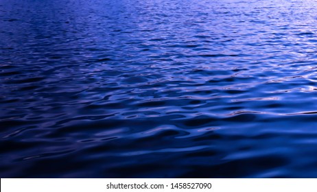 Sea Water Background. Waves, Water Surface. Night View.