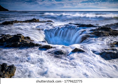 Sea Water Whirlpool. Funnel Of Sea Water. 